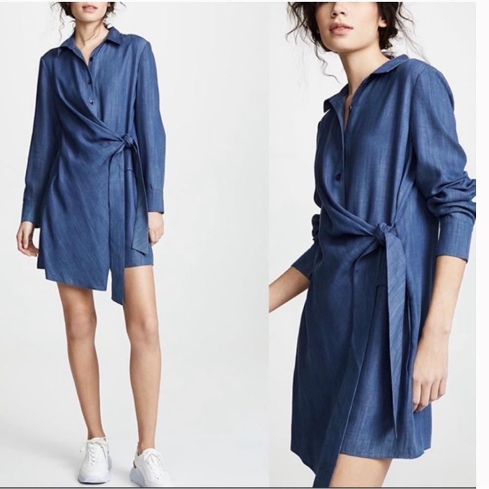 Tibi Blue Wrap Shirtdress Mini